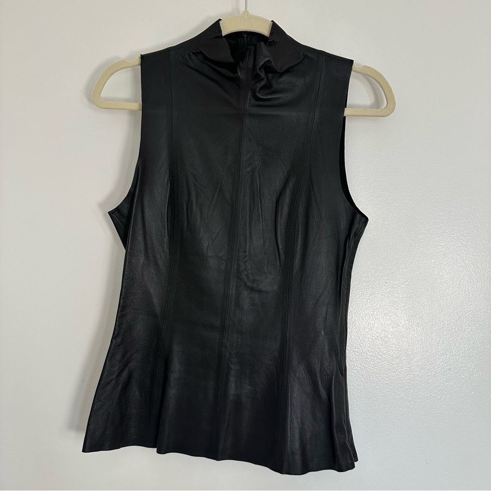 NWOT Zara Limited Edition Black Sleeveless Genuine Leather Top - Picture 2 of 9